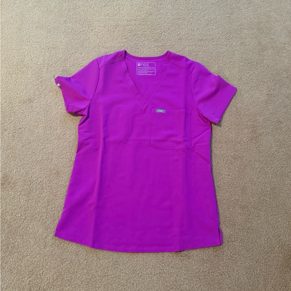 Figs Purple Jolt High Waisted Zamora and Catarina Scrub Top - Picture 3 of 8
